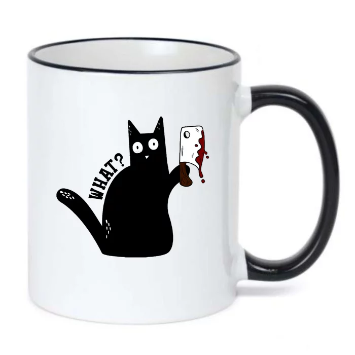 Cat What? Murderous Black Cat With Cleaver Gift For Cat Lover Black Color Changing Mug