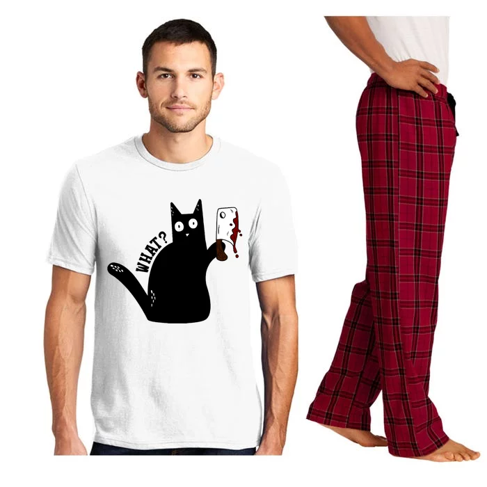 Cat What? Murderous Black Cat With Cleaver Gift For Cat Lover Pajama Set