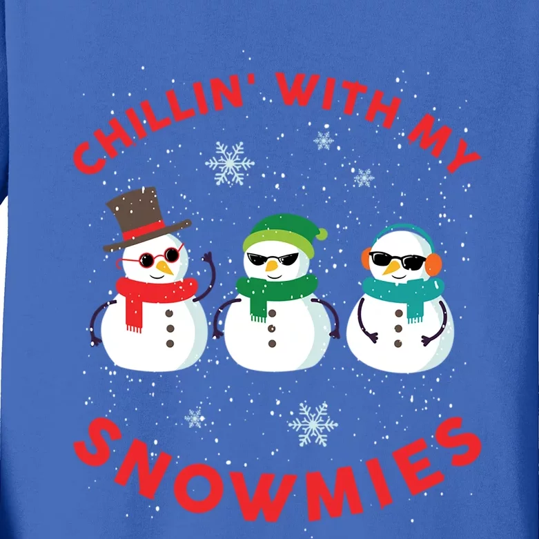 Chillin With My Snowmies Cute Snow Ugly Christmas Sweater Gift Kids Long Sleeve Shirt