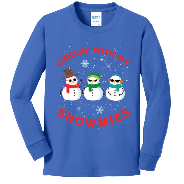 Chillin With My Snowmies Cute Snow Ugly Christmas Sweater Gift Kids Long Sleeve Shirt