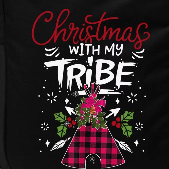 Christmas With My Tribe Red Plaid Family Matching Outfit Gift Impact Tech Backpack