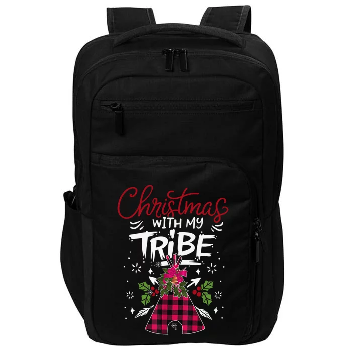 Christmas With My Tribe Red Plaid Family Matching Outfit Gift Impact Tech Backpack