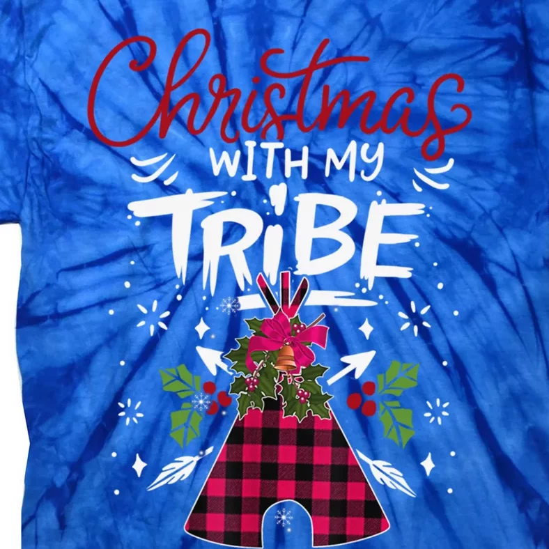 Christmas With My Tribe Red Plaid Family Matching Outfit Gift Tie-Dye T-Shirt