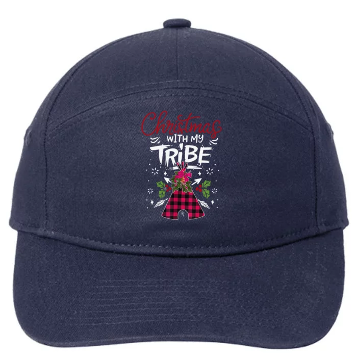 Christmas With My Tribe Red Plaid Family Matching Outfit Gift 7-Panel Snapback Hat