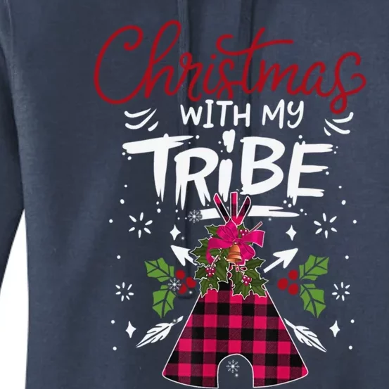 Christmas With My Tribe Red Plaid Family Matching Outfit Gift Women's Pullover Hoodie