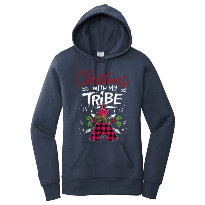 Christmas With My Tribe Red Plaid Family Matching Outfit Gift Women's Pullover Hoodie