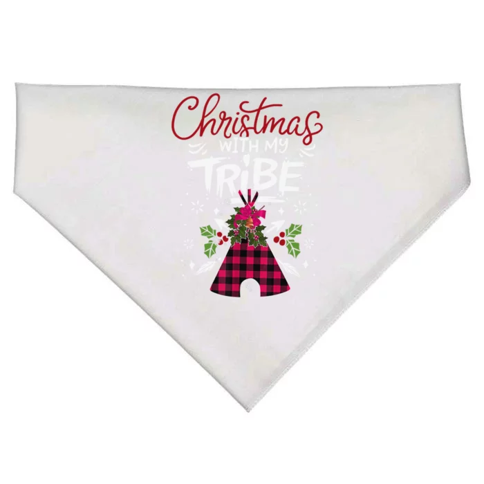 Christmas With My Tribe Red Plaid Family Matching Outfit Gift USA-Made Doggie Bandana