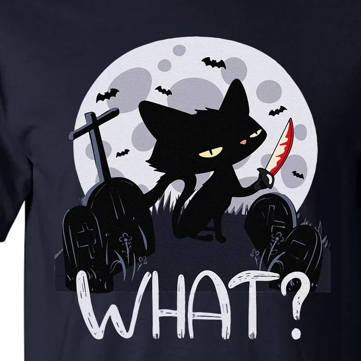 Cat What Murderous Black Cat With Knife Halloween Costume Tall T-Shirt