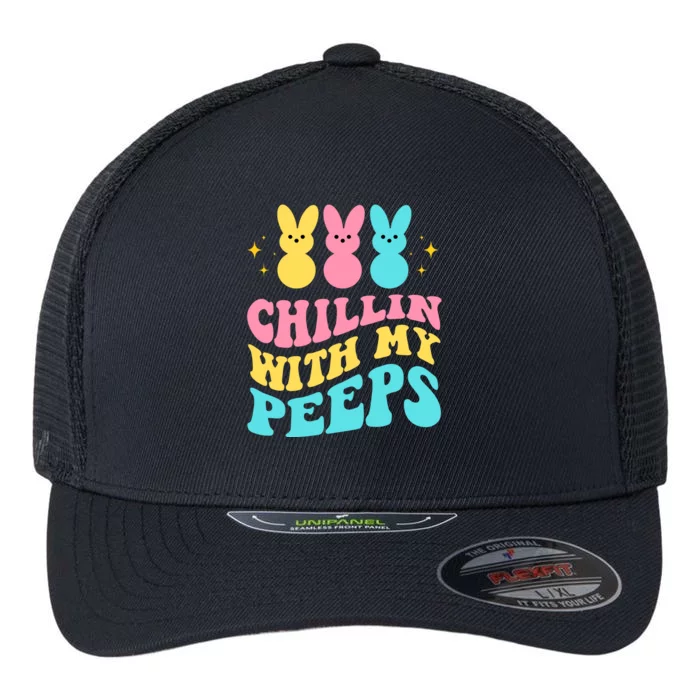 Chillin With My Peeps Cute Easter Flexfit Unipanel Trucker Cap