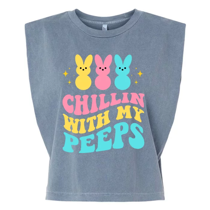 Chillin With My Peeps Cute Easter Garment-Dyed Women's Muscle Tee