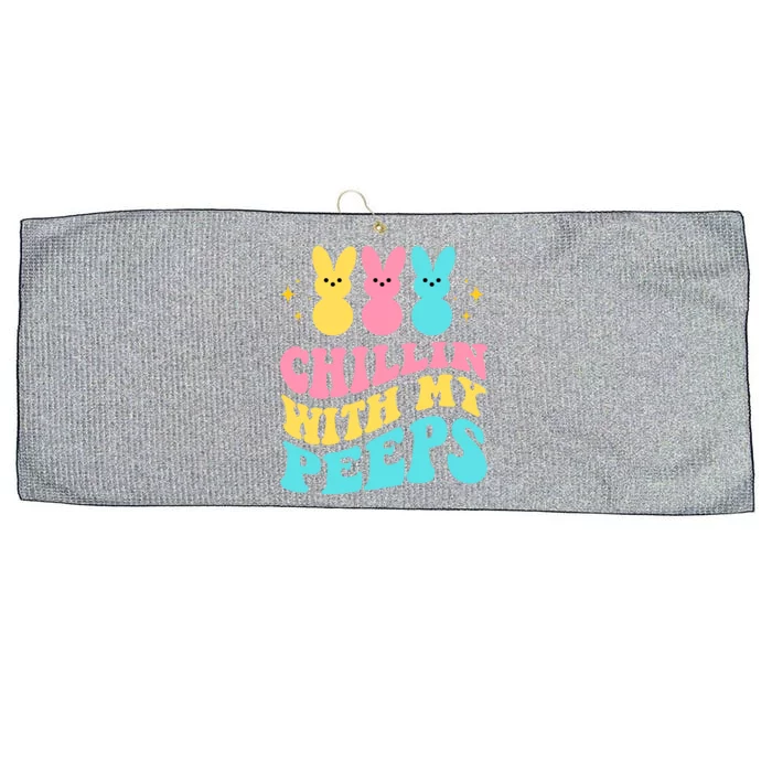 Chillin With My Peeps Cute Easter Large Microfiber Waffle Golf Towel