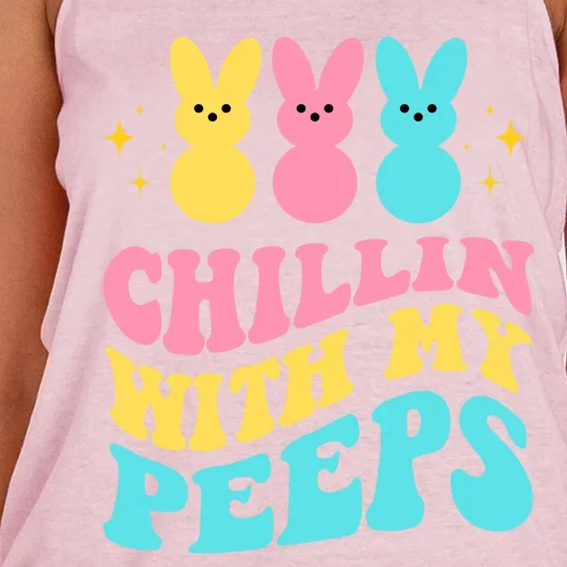 Chillin With My Peeps Cute Easter Women's Knotted Racerback Tank