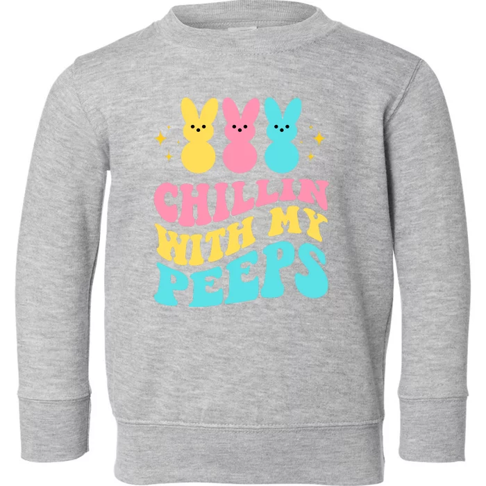 Chillin With My Peeps Cute Easter Toddler Sweatshirt