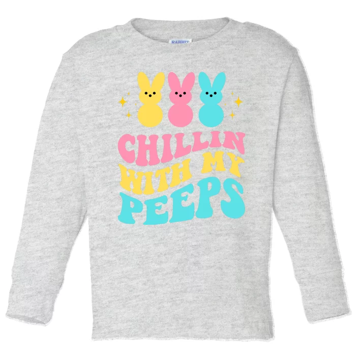 Chillin With My Peeps Cute Easter Toddler Long Sleeve Shirt