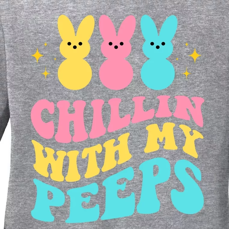 Chillin With My Peeps Cute Easter Ladies Long Sleeve Shirt