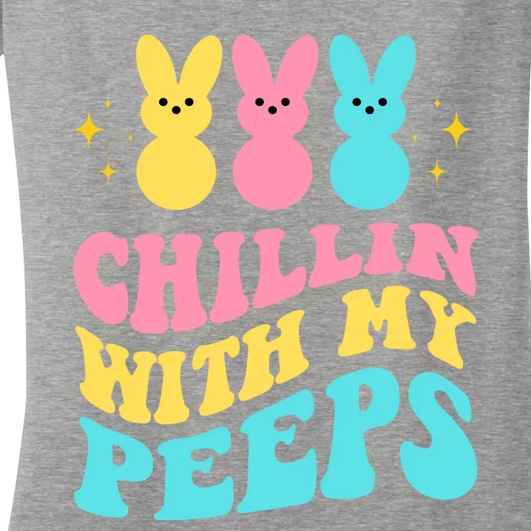 Chillin With My Peeps Cute Easter Women's V-Neck T-Shirt