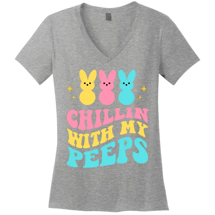 Chillin With My Peeps Cute Easter Women's V-Neck T-Shirt