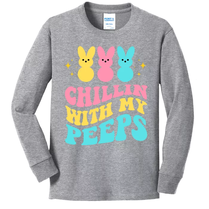 Chillin With My Peeps Cute Easter Kids Long Sleeve Shirt