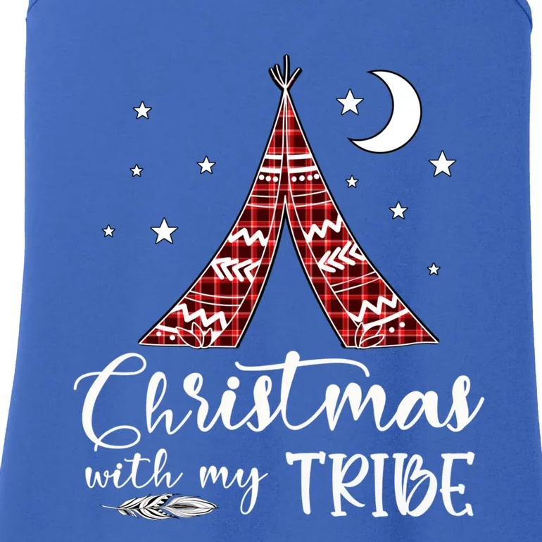 Christmas With My Tribe Red Plaid Family Matching Outfit Cute Gift Ladies Essential Tank