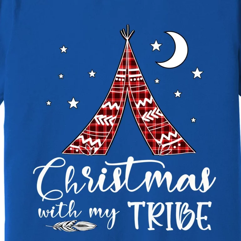 Christmas With My Tribe Red Plaid Family Matching Outfit Cute Gift Premium T-Shirt