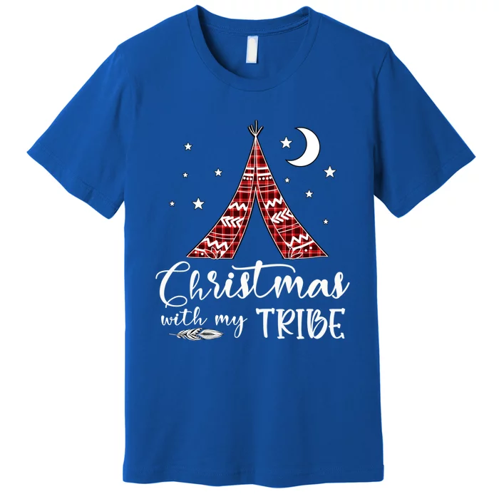 Christmas With My Tribe Red Plaid Family Matching Outfit Cute Gift Premium T-Shirt