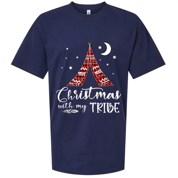 Christmas With My Tribe Red Plaid Family Matching Outfit Cute Gift Sueded Cloud Jersey T-Shirt