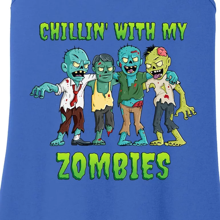 Chillin With My Zombies Halloween Ladies Essential Tank