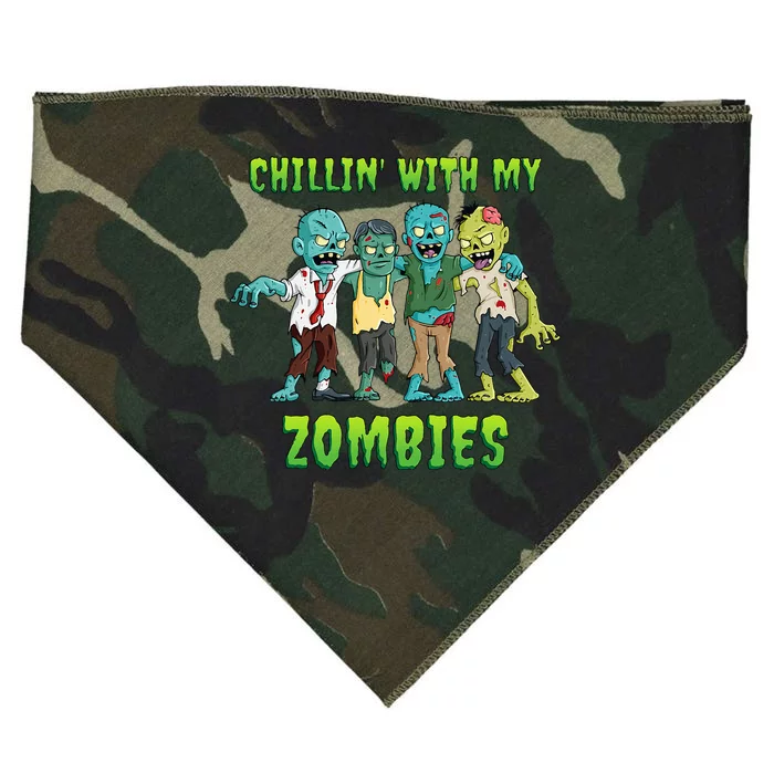 Chillin With My Zombies Halloween USA-Made Doggie Bandana