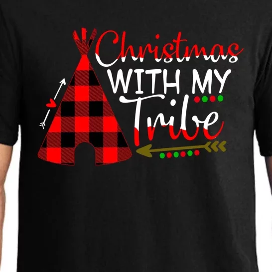 Christmas With My Tribe Red Plaid Family Matching Outfit Gift Pajama Set