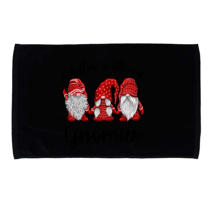 Chillin With My Gnomies Red Buffalo Plaid Gnome Christmas Great Gift Microfiber Hand Towel