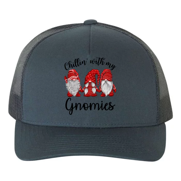 Chillin With My Gnomies Red Buffalo Plaid Gnome Christmas Great Gift Yupoong Adult 5-Panel Trucker Hat