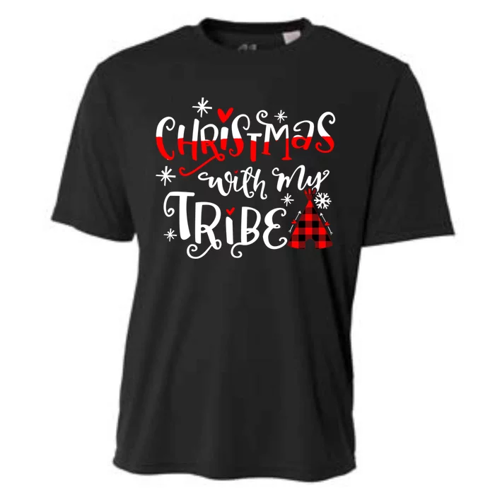 Christmas With My Tribe Red Plaid Family Matching Outfit Gift Cooling Performance Crew T-Shirt