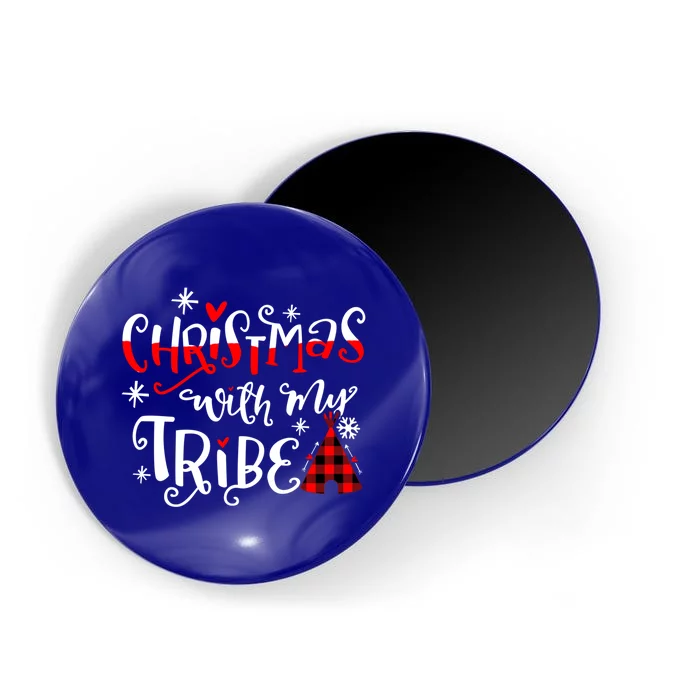 Christmas With My Tribe Red Plaid Family Matching Outfit Gift Magnet