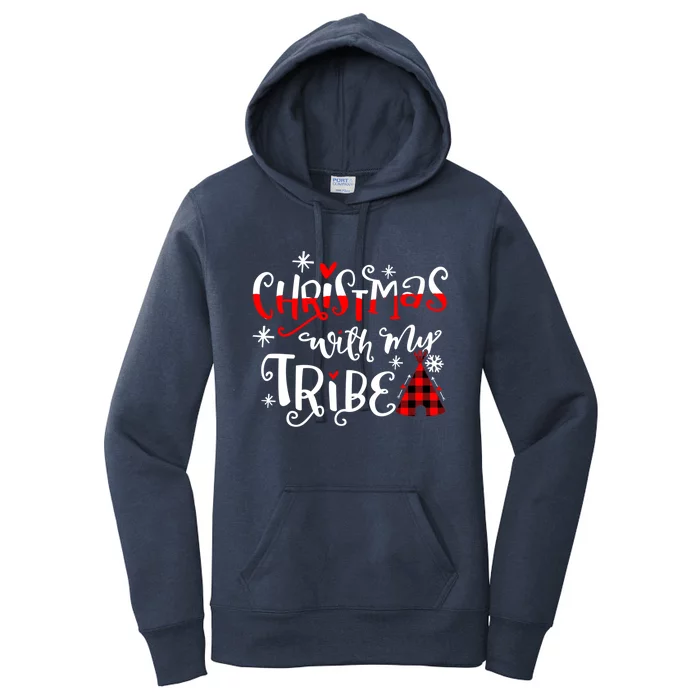 Christmas With My Tribe Red Plaid Family Matching Outfit Gift Women's Pullover Hoodie