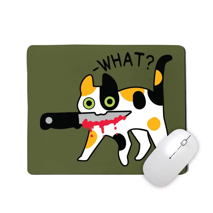 Cat What Murderous Calico Cat With Knife Halloween Costume Mousepad