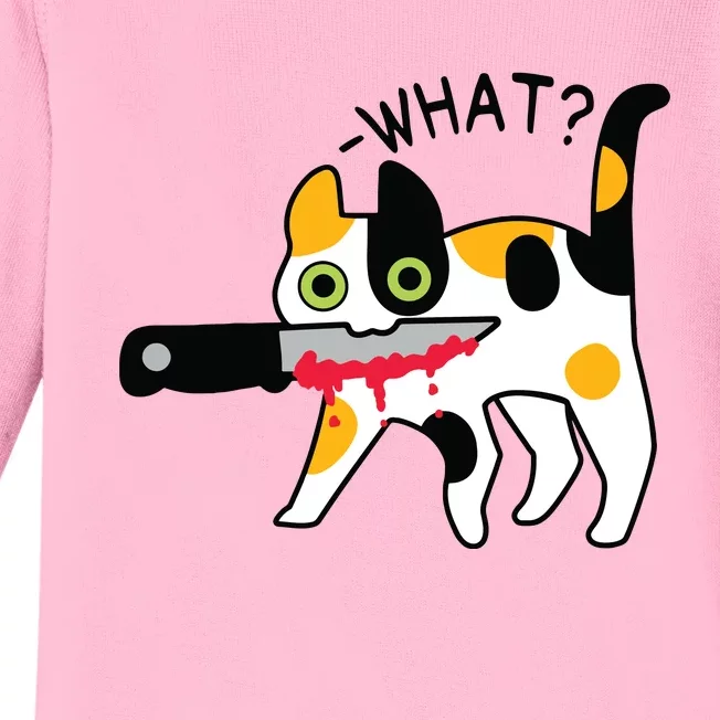 Cat What Murderous Calico Cat With Knife Halloween Costume Baby Long Sleeve Bodysuit