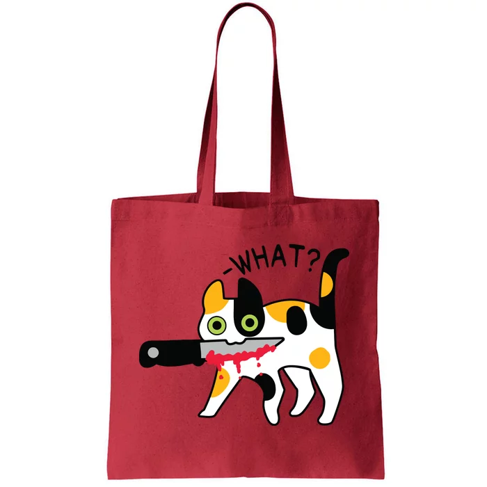 Cat What Murderous Calico Cat With Knife Halloween Costume Tote Bag