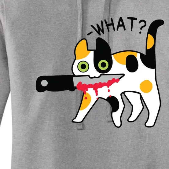 Cat What Murderous Calico Cat With Knife Halloween Costume Women's Pullover Hoodie