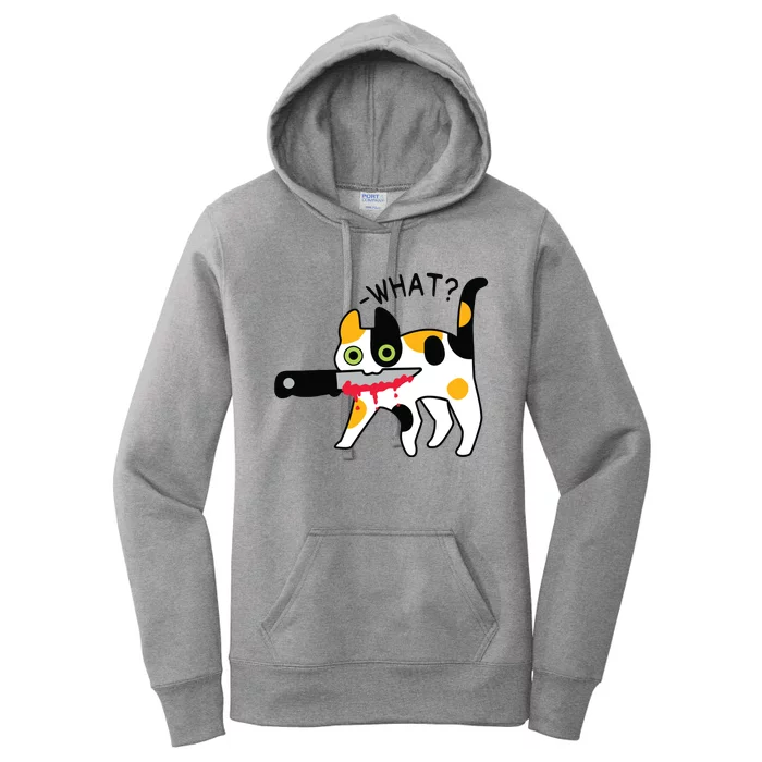 Cat What Murderous Calico Cat With Knife Halloween Costume Women's Pullover Hoodie