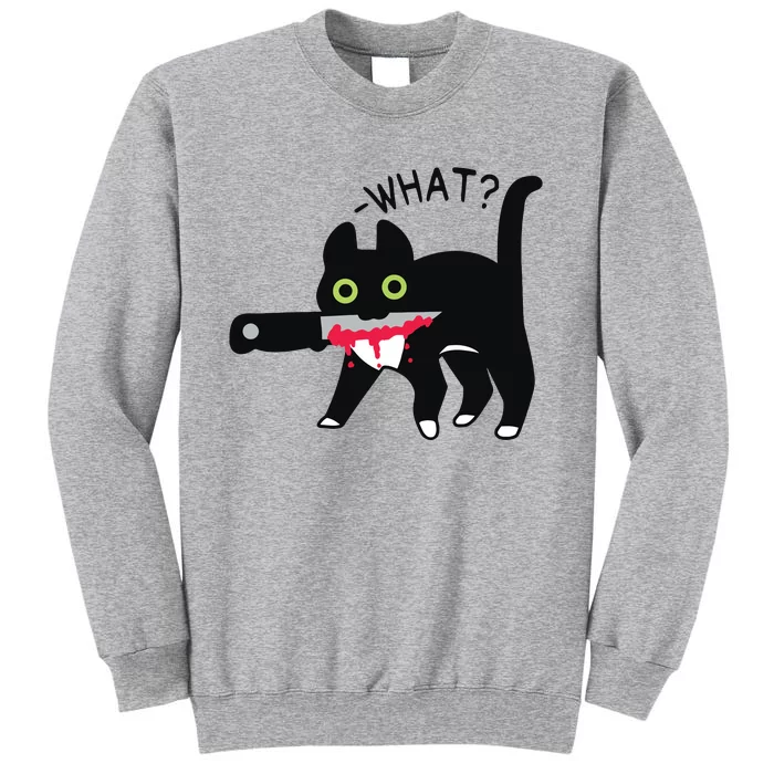 Cat What Murderous Tuxedo Cat With Knife Halloween Costume Tall Sweatshirt