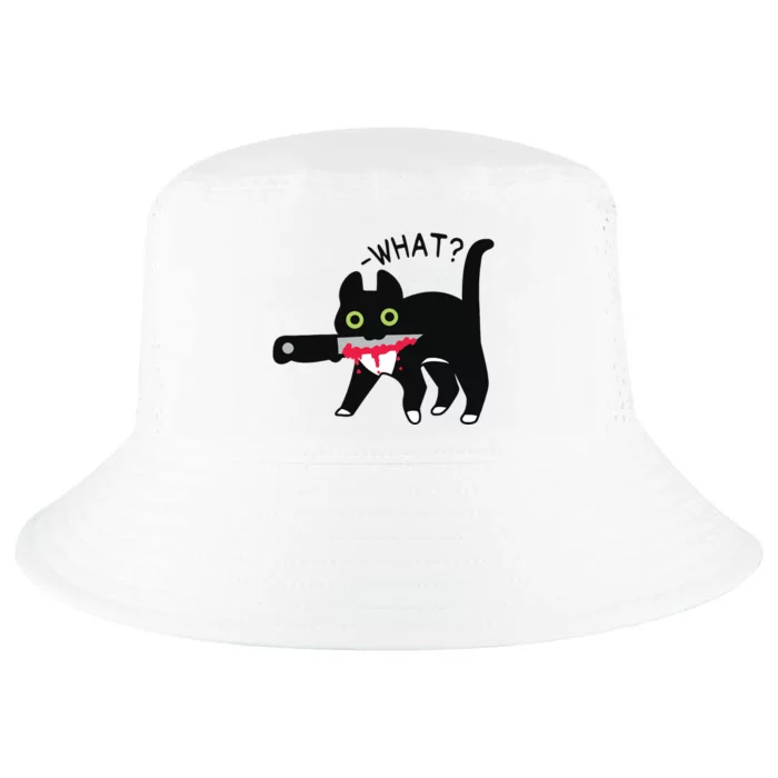 Cat What Murderous Tuxedo Cat With Knife Halloween Costume Cool Comfort Performance Bucket Hat