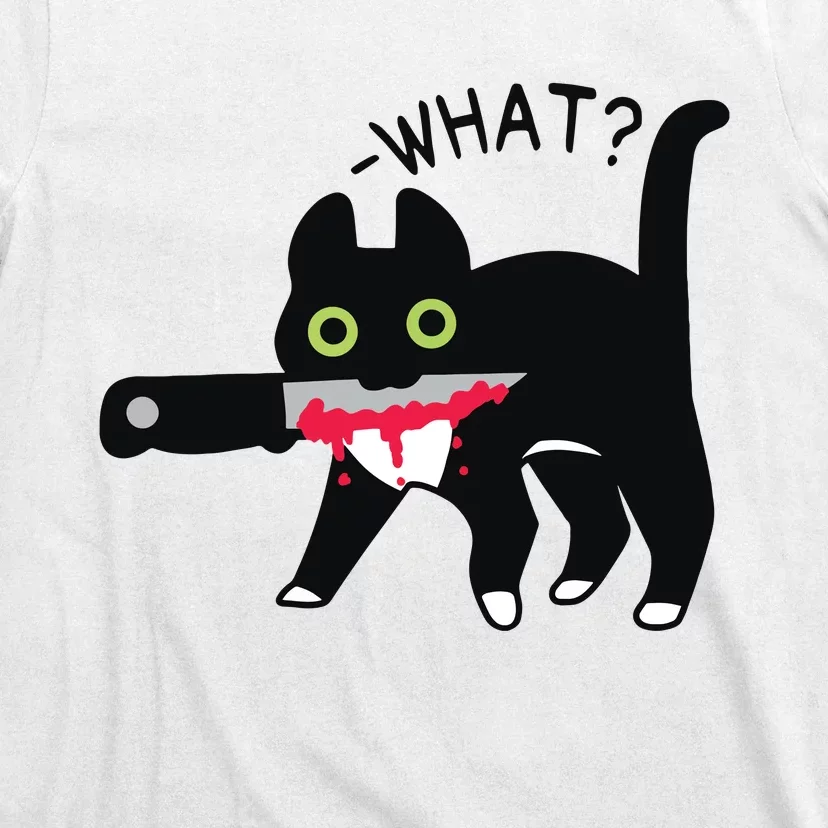 Cat What Murderous Tuxedo Cat With Knife Halloween Costume T-Shirt