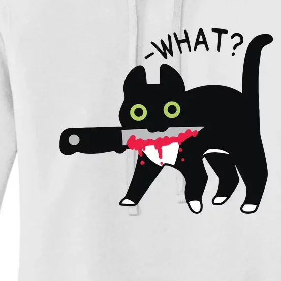 Cat What Murderous Tuxedo Cat With Knife Halloween Costume Women's Pullover Hoodie