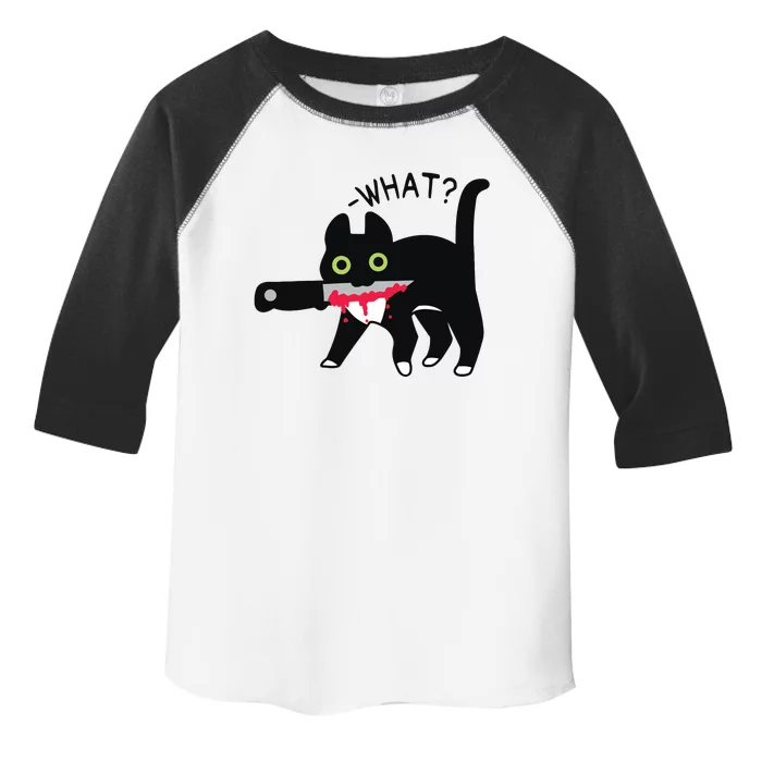 Cat What Murderous Tuxedo Cat With Knife Halloween Costume Toddler Fine Jersey T-Shirt