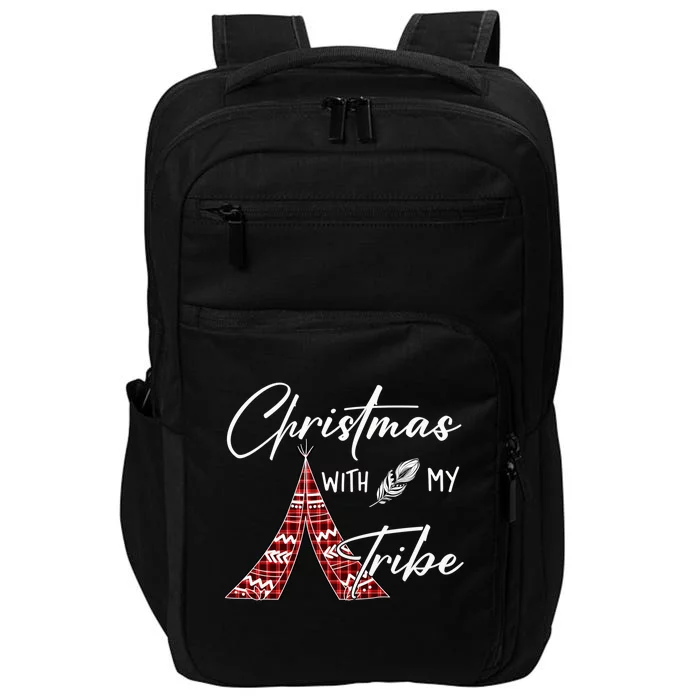 Christmas With My Tribe Red Plaid Family Matching Outfit Gift Impact Tech Backpack