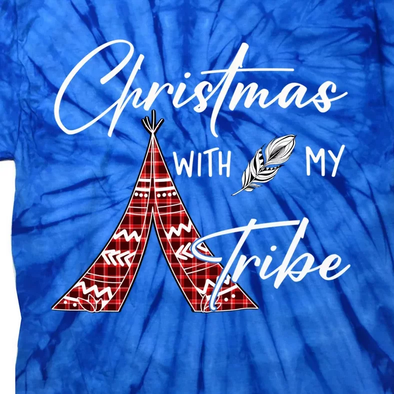 Christmas With My Tribe Red Plaid Family Matching Outfit Gift Tie-Dye T-Shirt