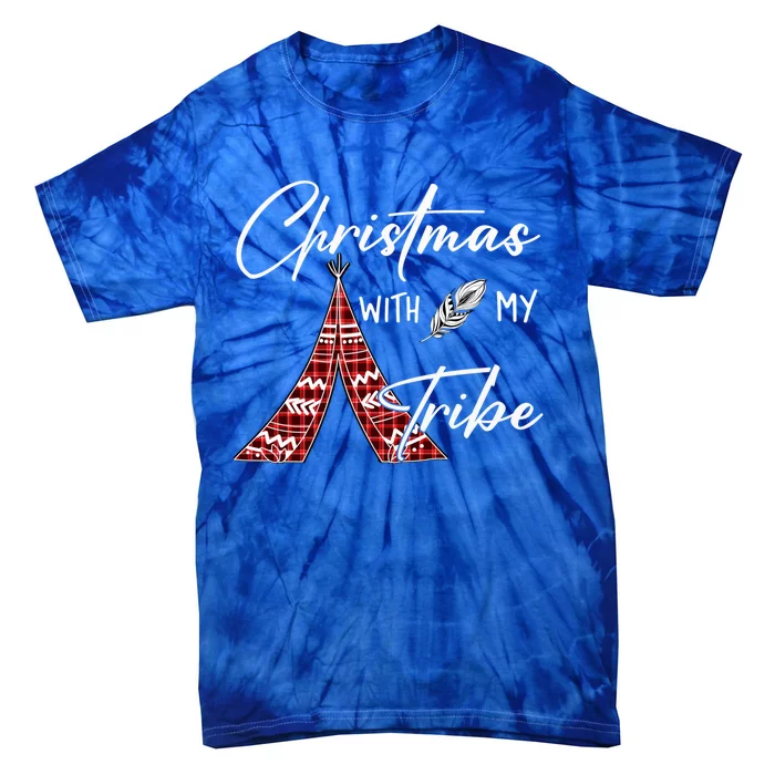 Christmas With My Tribe Red Plaid Family Matching Outfit Gift Tie-Dye T-Shirt