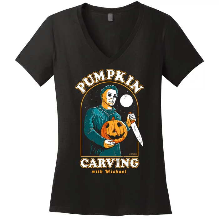 Carving With Michael Women's V-Neck T-Shirt