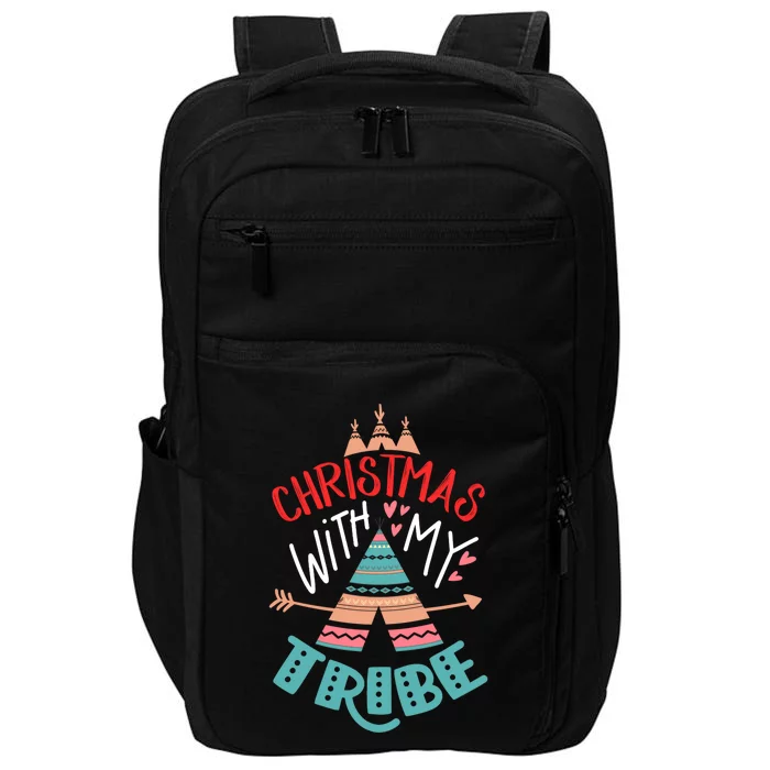 Christmas With My Tribe Red Plaid Family Matching Outfit Gift Impact Tech Backpack