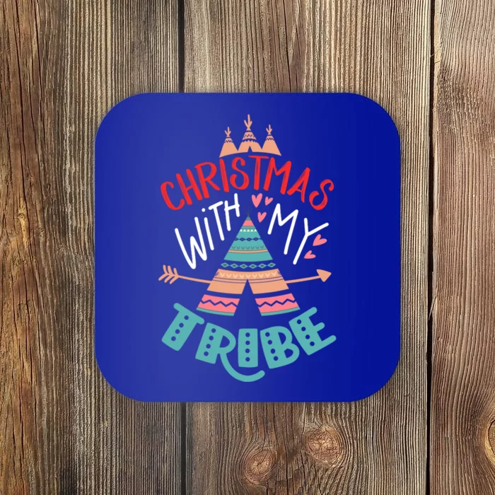 Christmas With My Tribe Red Plaid Family Matching Outfit Gift Coaster